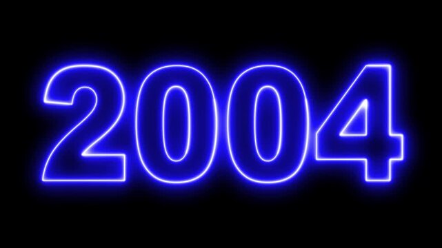2004 Happy new year 2004 neon animated background greetings happy new year 2004 fireworks neon text . Represents New Year's Eve, celebration, Christmas, countdown, and future concepts.