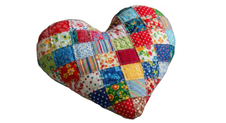 Colorful patchwork heart craft handmade textile art symbol of love and affection