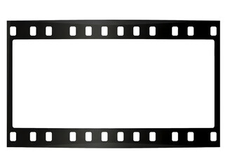 Black film strip border isolated on transparent background