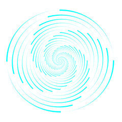 Abstract turquoise concentric circles spiraling inward on black background visual design