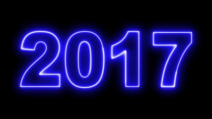 2017 Happy new year 2017 neon animated background greetings happy new year 2017 fireworks neon text . Represents New Year's Eve, celebration, Christmas, countdown, and future concepts.