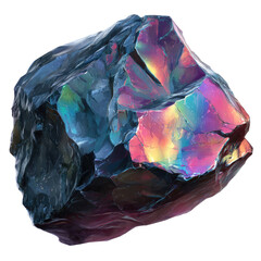 Fototapeta premium Iridescent rock chunk with multi-colored shimmering surface