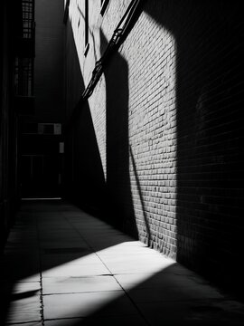 Fototapeta A stark, high-contrast Black and White Film Photograph of a deserted alley.