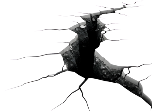 Close up of a dried gnarled tree root isolated on transparent background