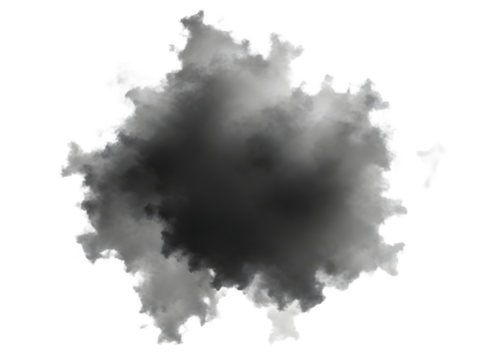 Dark grey smoke explosion isolated on transparent background - Powered by Adobe
