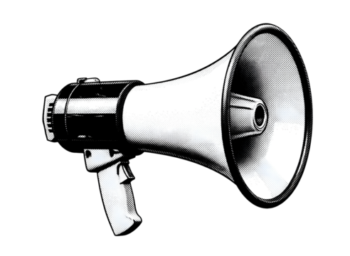 Vintage megaphone isolated on transparent background - Powered by Adobe