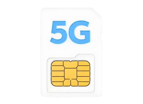 5g sim card isolated on transparent background