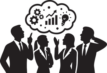  Black Vector Business Team Meeting with Laptop Discussion