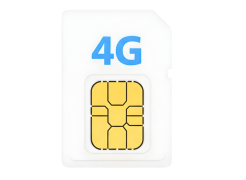 White 4g sim card with gold chip isolated on transparent background - Powered by Adobe