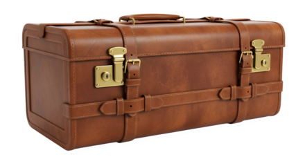 Luxurious vintage leather suitcase evoking travel adventures and stylish journeys, perfect for branding, product mockups, and nostalgic designs