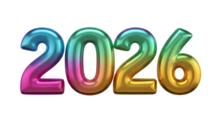 Celebrate the vibrant future with stunning 2026 numerals shimmering with modern metallic gradients for new year promotions and designs