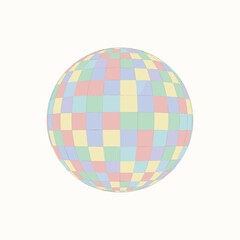 Pastel Checkerboard Globe.Abstract Colorful Sphere Art.Soft Grid Pattern Ball.Muted Color World Design.Geometric Global Orb