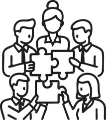  Black Vector Business Team Meeting with Laptop Discussion