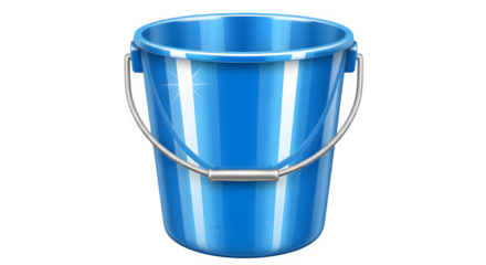 Shiny blue bucket for cleaning tasks, household chores, and storing supplies, a versatile container ready for your creative design project