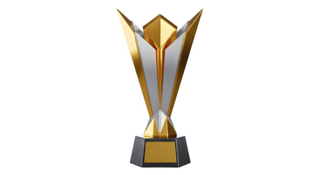 Stunning golden trophy symbolizes winning, achievement and success, perfect for awards ceremonies and corporate recognition events