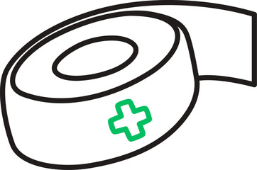 Medical adhesive bandage roll. first aid kit icon. Roll of beige adhesive tape or medical bandage with exposed strip Isolated transparent background