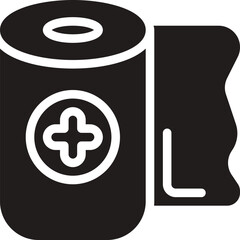 Silhouette vector of medical bandage roll. Black medical bandage tape. Solid medical bandage. Icon of medical bandage in a flat design style. Adhesive bandage roll medical healthcare equipment