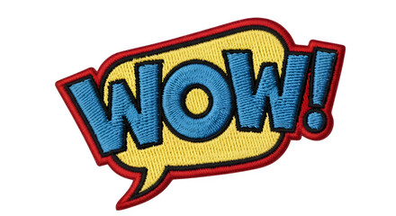 Exclaim with 'Wow!' in this vibrant, embroidered patch, perfect for adding a pop of fun and playful expression to any creative project