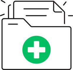 Fototapeta premium Medical envelop with report. Medical report in envelop. medical report folder and document icon. Medical record icon, medical report icon, medical history thin line icon, vector isolated.