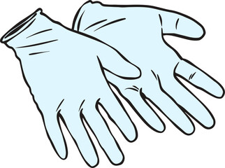 Surgery gloves. hand gloves. medical gloves. rubber cleaning protective Gloves Fashion hand accessory clothing technical illustration garment. Dish wash Vector front palm back view for Men, women