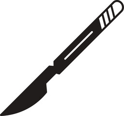 Surgical scalpel silhouette vector. Surgical knife icon. vector illustration Medical instrument for healthcare. Black icon of Scalpel.