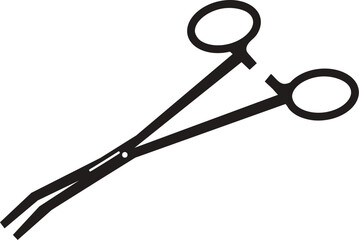 Medical scissor silhouette vector. Solid black Surgical scissor vector clip art on white background. 