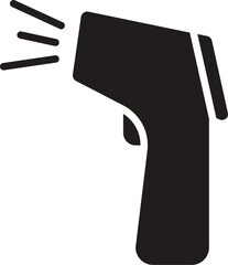 Cordless handheld infrared thermometer gun. Black silhouette icon of a non contact infrared thermometer gun. Scanner gun icon. 