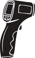 Silhouette vector of Thermometer gun. Black silhouette of a handheld infrared thermometer gun on a white background temperature gun. 