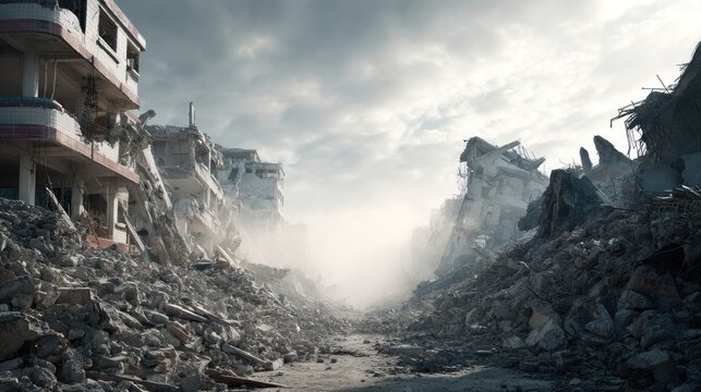 Devastating aftermath: A city reduced to rubble after catastrophic destruction