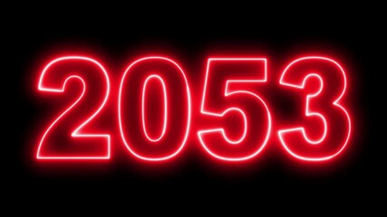 2053 Happy new year concept  animation  Animated text with sparkling effects. Greeting inscription with alpha channel background.