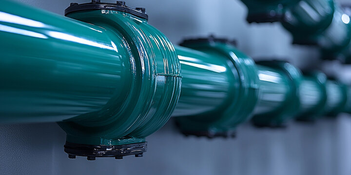 Installing green ppr pipes behind the wall in a construction area Generative AI