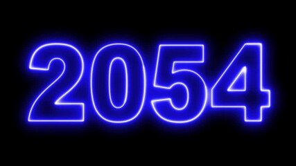 2054 Happy new year concept  animation  Animated text with sparkling effects. Greeting inscription with alpha channel background.