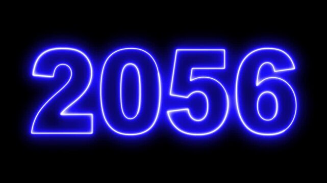 2056 Happy new year concept  animation  Animated text with sparkling effects. Greeting inscription with alpha channel background.