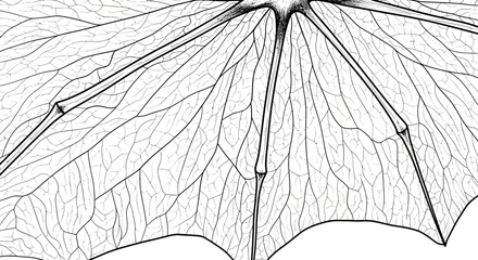 Close-up intricate details of a translucent leafs venation pattern showcasing natures delicate design.