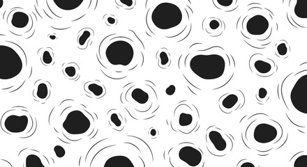 Minimalist black and white organic cell like pattern background.