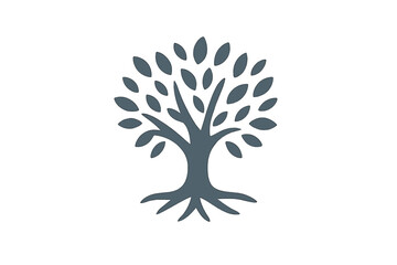 Naklejka premium Stylized graphic representation of a mature tree with visible roots and dense foliage