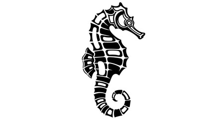 Obraz premium Stylized Black and White Seahorse Illustration.