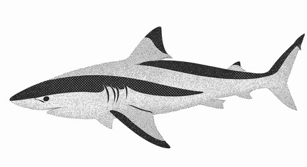 Stylized Illustration of a Shark with Bold Black Stripes.