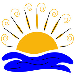 Spiral Sun Rising Over Ocean Waves Icon