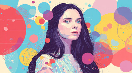 Colorful Pop Art Portrait of a Woman