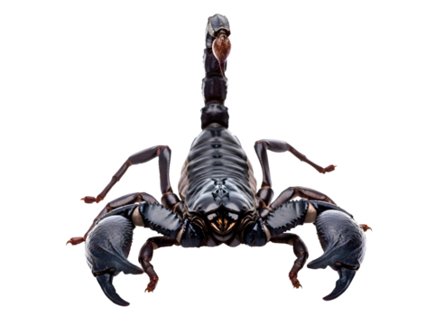 Scorpion with raised tail isolated on transparent background