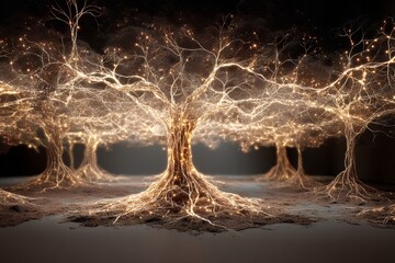 glowing abstract network of trees
