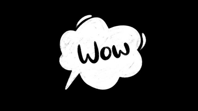 Animation expression text in doodle style. Doodle motion word phrase  Wow, hello, welcome, bye.