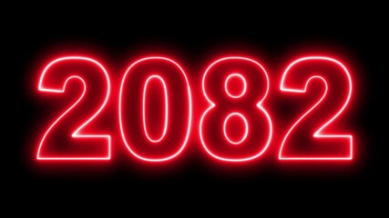 Neon upcoming new year 2082 animated. Symbolizes future progress new year goals business plans. Christmas and happy new year celebration concept. 2082 neon line text animated. - Powered by Adobe