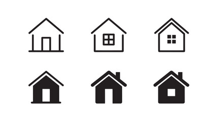 Set of home icons simple line and solid vector design elements perfect for real estate and construction websites and apps