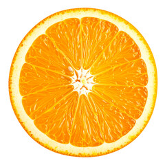 fresh orange slice isolated on white transparent background