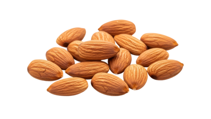 Pile of Brown Almonds on Transparent Background Close Up Detailed Focus Healthy Eating Ingredient Isolated Object Nutrition