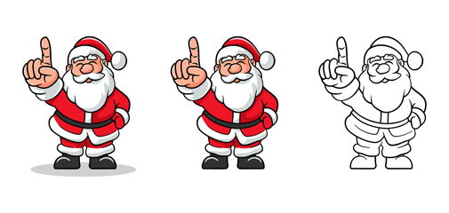 Santa Claus icon set pointing his index finger up without background