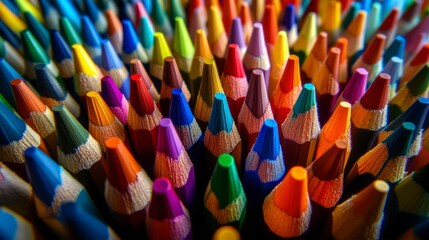Obraz premium Assorted colored pencils in various colors arranged on a white background