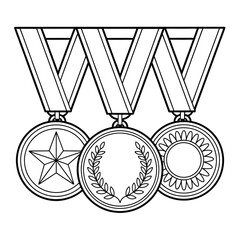 Medal Award, Sports vector style coloring page 